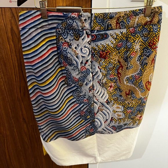 DRIES VAN NOTEN Runway oriental dragon colorblocked wool blend Skirt Size 40 - Picture 3 of 11